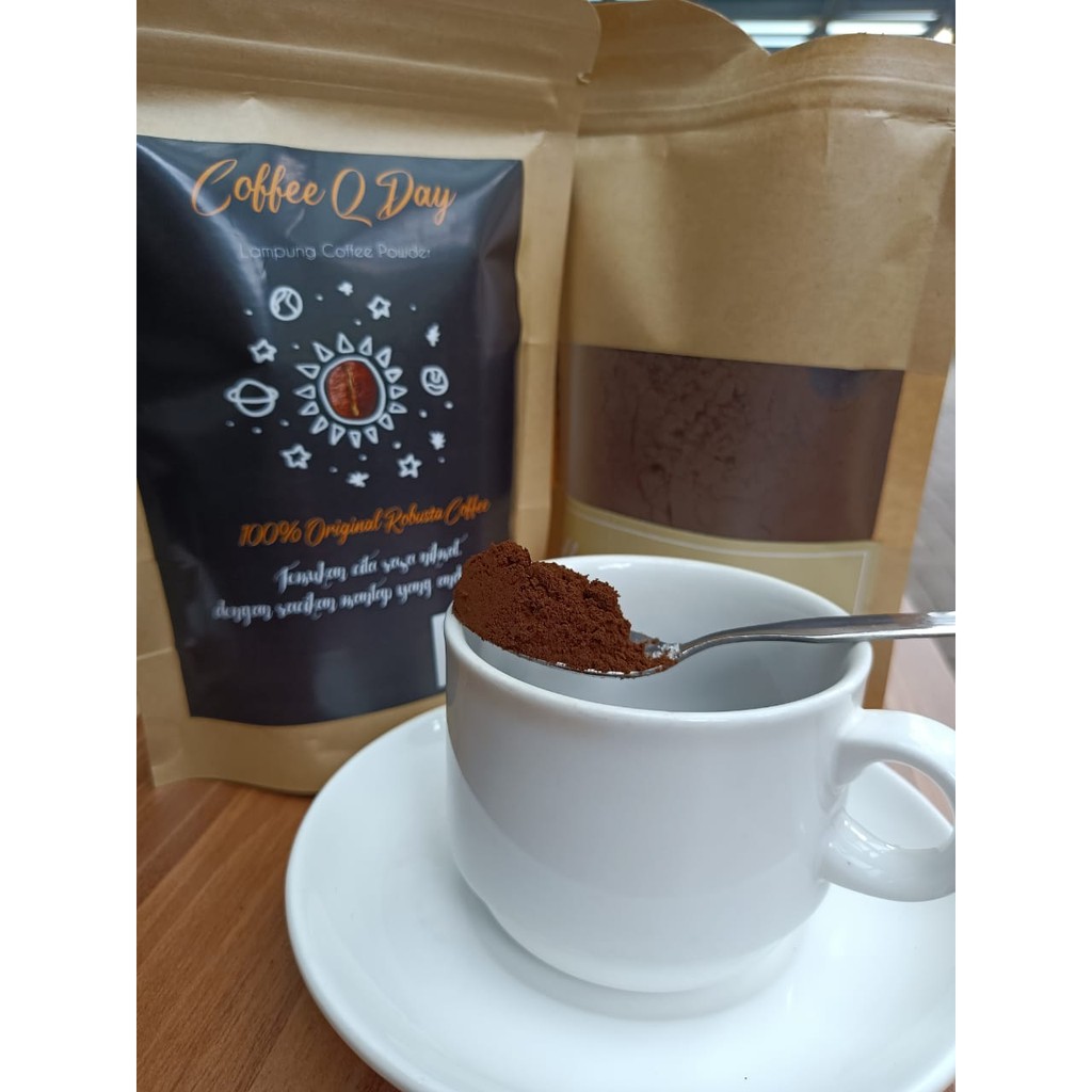 

Kopi Robusta Lampung Murni 250 Gram termurah kemasan flat bottom pouch kopi sachet kopi hitam