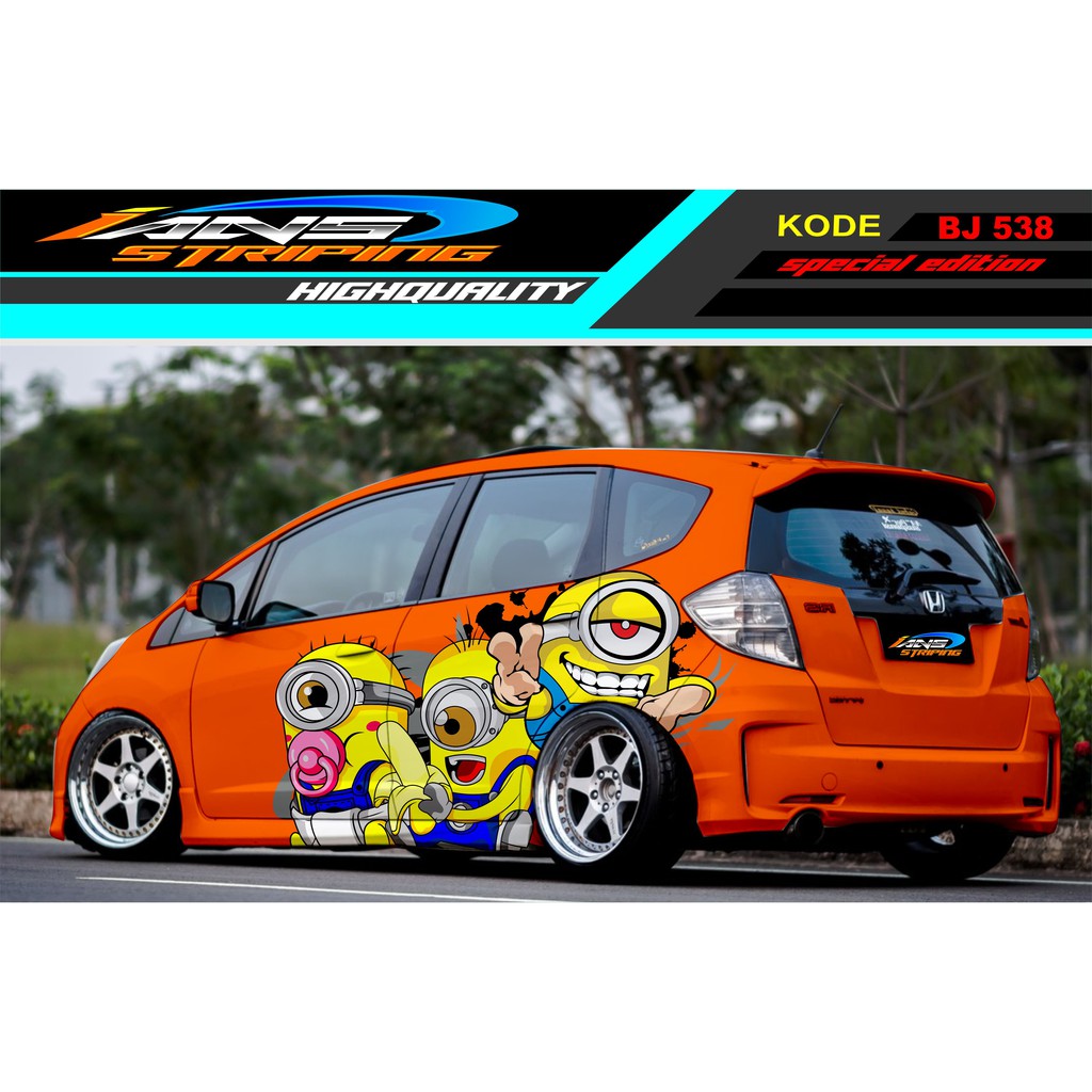 STICKER VARIASI MOBIL JAZZ MINION / DECAL STICKER MOBIL BRIO AGYA AYLA SWIFT SIGRA / STIKER TERBARU