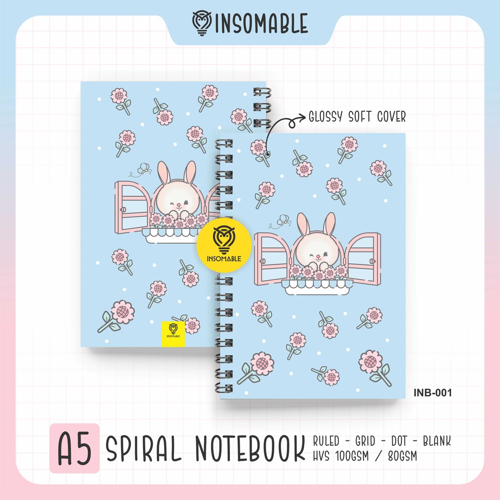 

[INSOMABLE] Notebook Spiral A5 Buku Catatan Cover Kelinci Lucu - INB-001 - HVS 100gsm - 100 halaman