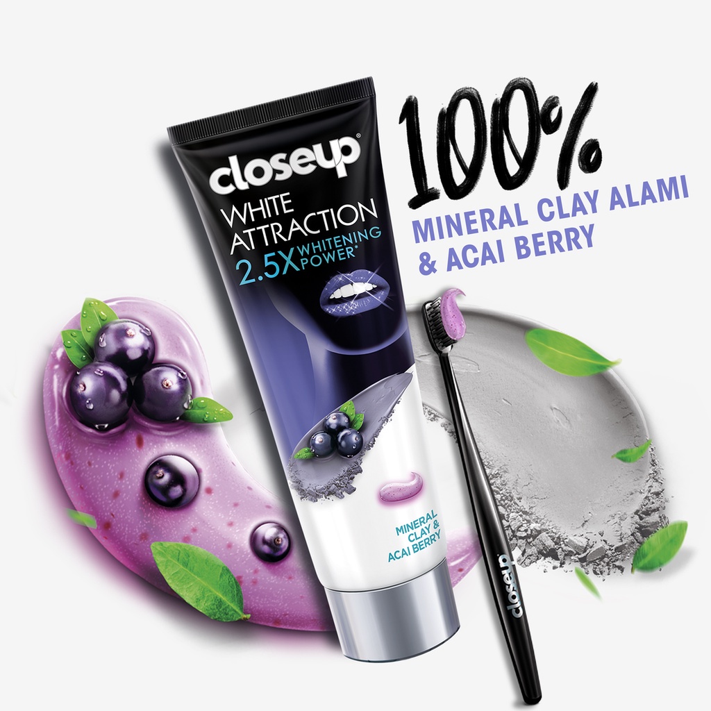 CLOSEUP WHITE ATTRACTION 2.5X WHITENING POWER MINERAL CLAY&amp;ACAI BERRY 100gr