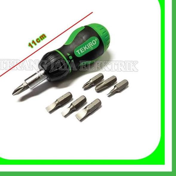 Tekiro Obeng Set 7 in 1 Obeng Ratchet Mini Set Stubby Ratchet