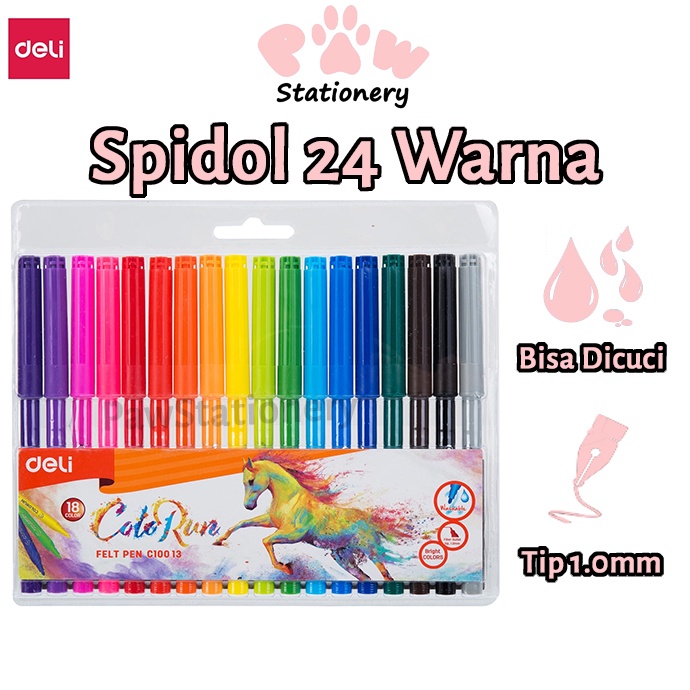 

Spidol 24 Warna Dapat Dicuci Spidol Warna Warni Felt Pen 1.0mm