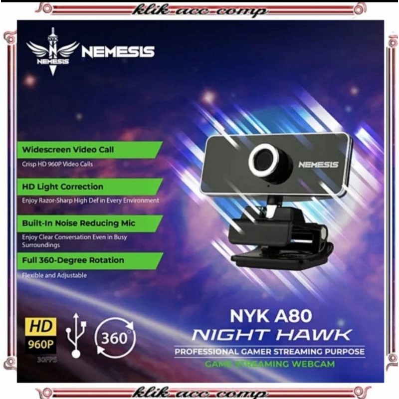 NYK Webcam Night Hawk A80 HD 960P