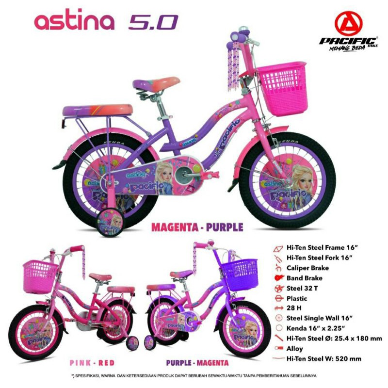 Sepeda Mini Anak Perempuan 16 inch Pacific Astina 5.0