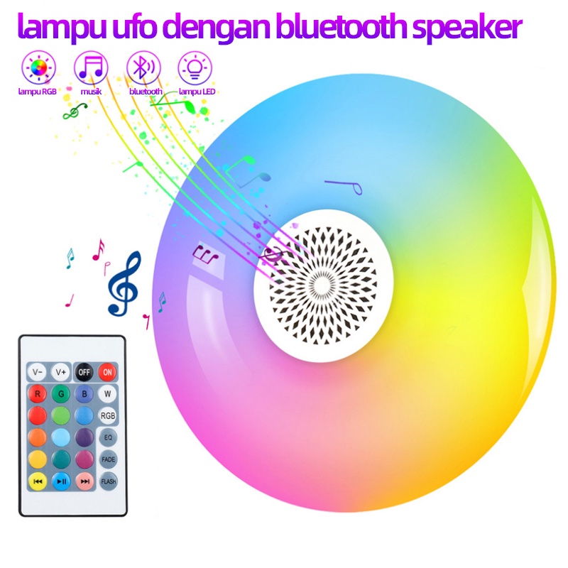 RIDA lampu warna warni lampu LED LAMPU speaker  lampu ufo 24W bola lampu LED bohlam audio bluetooth