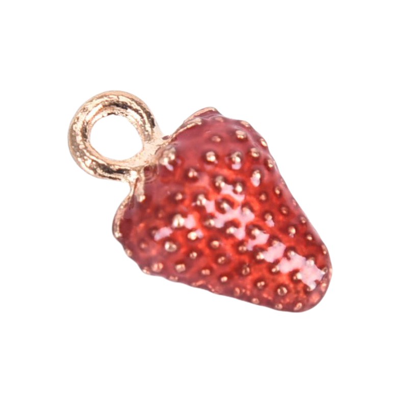 Hbid Glory 10Pcs / Set Liontin Enamel Bentuk Strawberry Bahan Alloy Untuk Membuat Perhiasan DIY