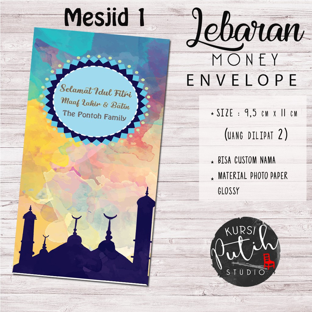 

Amplop uang angpao lebaran motif mesjid