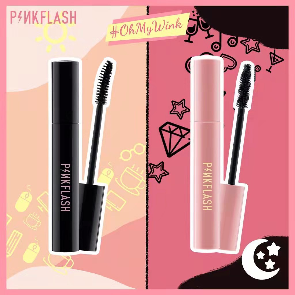 [ORI BPOM] PINKFLASH Maskara Fiber Tahan Air Untuk Memanjangkan Dan Menambah Volume Bulu Mata | PINKFLASH Oilproof Waterproof Curl Mascara | Long | Volume | Maskara Day &amp; Night | Pink Flash PF-E08