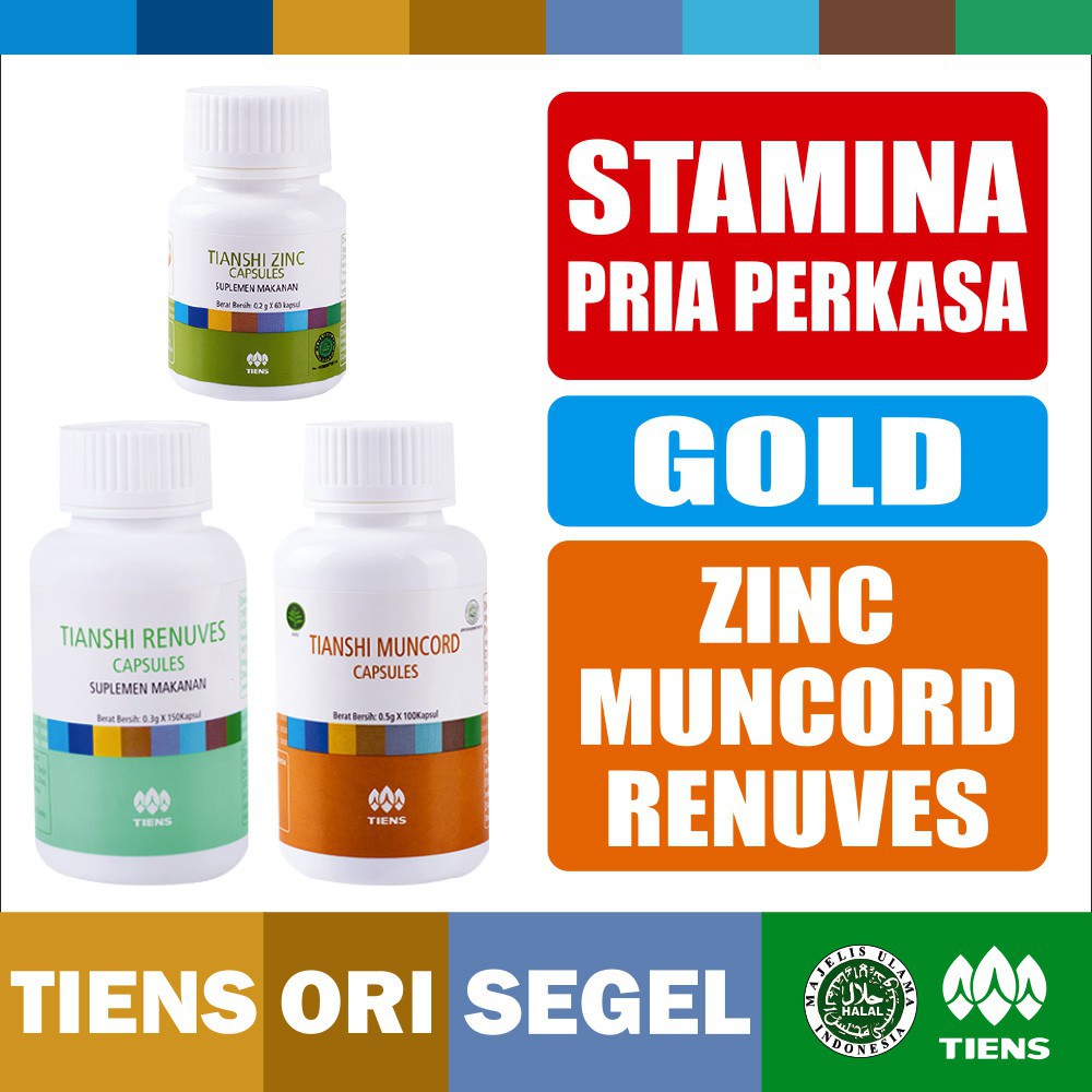 TIens / Tianshi PAKET STAMINA PRIA PERKASA GOLD - ZINC - MUNCORD cordyceps - RENUVES