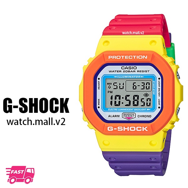 Neon Seri Warna-warni Jam Tangan Olahraga Fashion Pria Tahan Air dan Tahan Guncangan Jam Tangan Kuarsa DW-5610DN-9