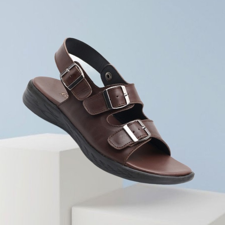 Mozza 02 Brown | Sendal Slide Kulit Original Santai Kasual Pria Ori Sandal Footwear | FORIND Greata