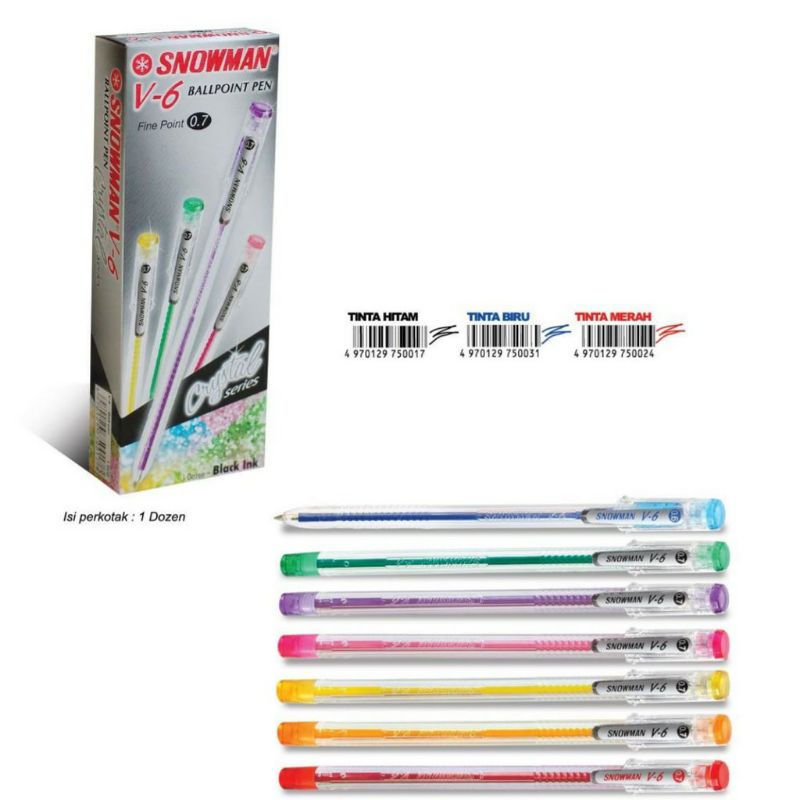 

1[PACK] Pen snowman V-6 ISI 12 PCS