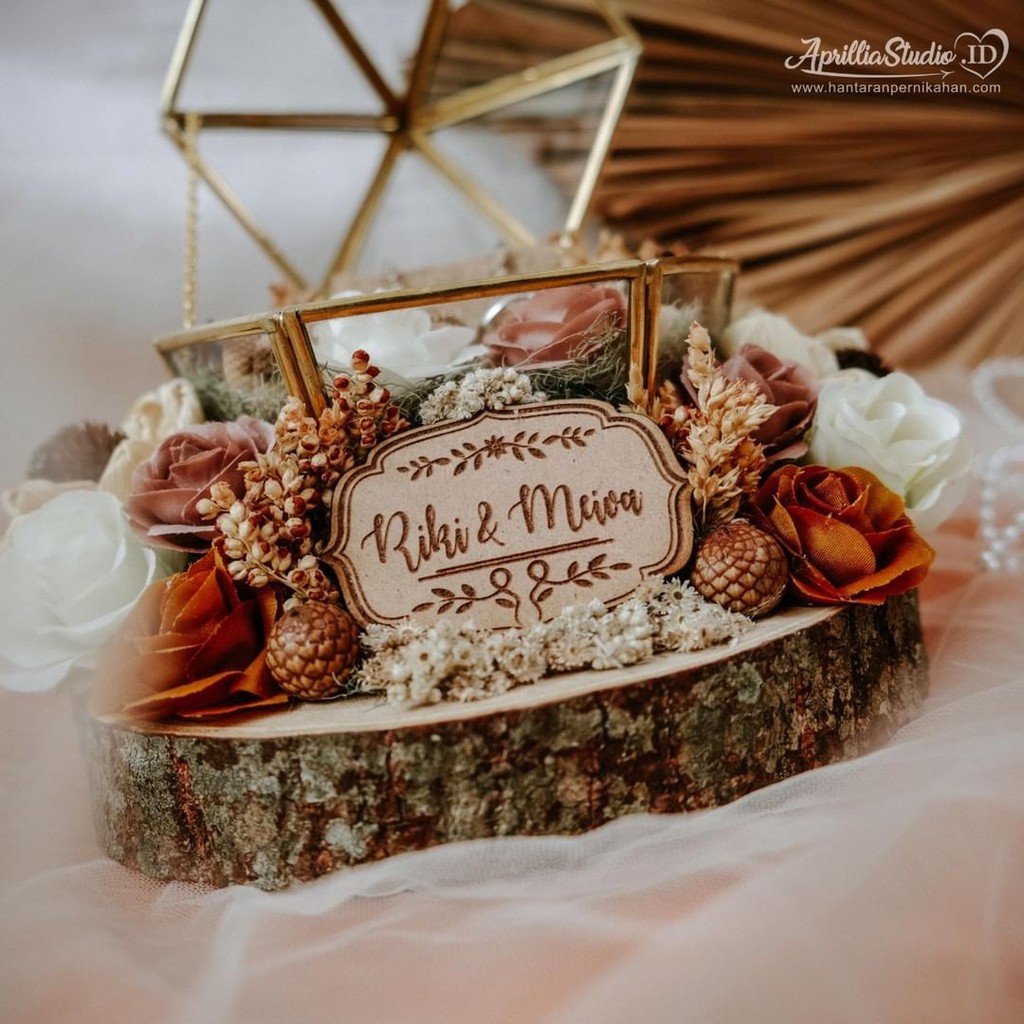 RINBGOX KOTAK CINCIN KOTAK PERHIASAN MAHAR &amp; SESERAHAN - TERA 8 RUSTIC CHIPBOARD