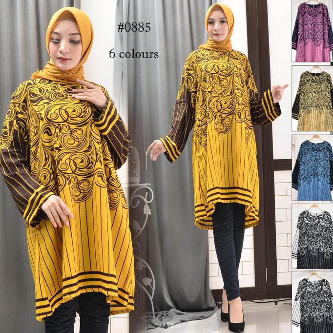 Star Tunik Jumbo. Tunik Almond Corak Safira . Tunik Ld 120 Cm - Putih, Xxxl Trendi