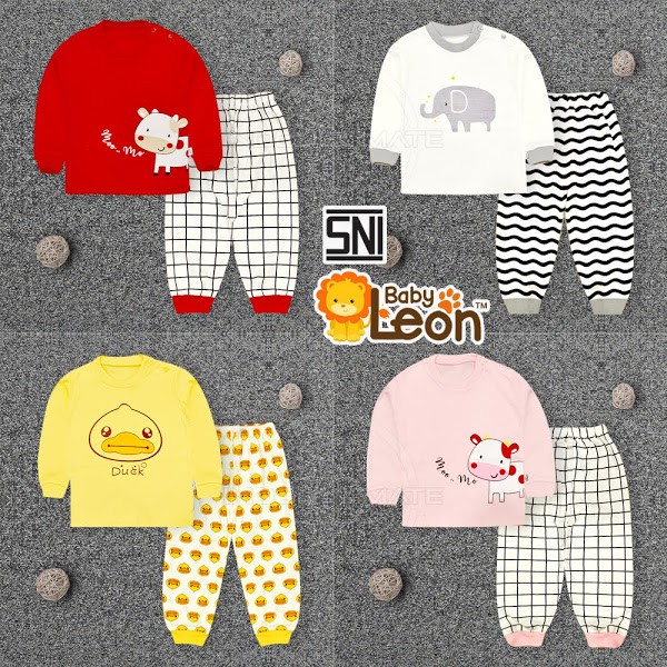 Setelan Baju Lengan Celana Panjang Baju Piyama Anak Balita Bayi BABY LEON SBJ-GY02 / SBJ-1150