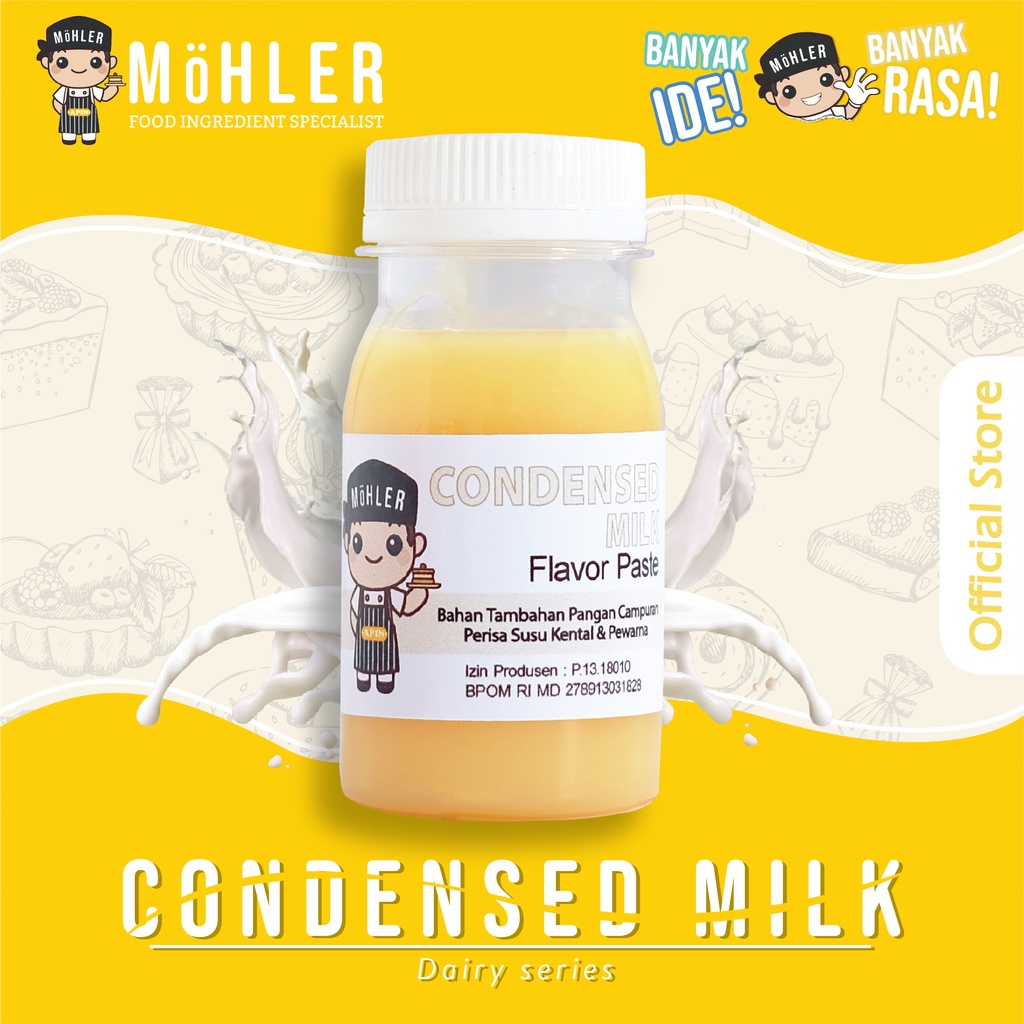 MOHLER Pasta perisa pewarna SUSU KENTAL / CONDENSED MILK (KLIK KOMBO HEMAT UNTUK BELI 1 GRATIS 1)