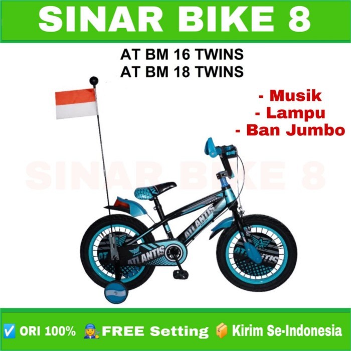 Sepeda Anak Laki Ukuran 12 16 18 BMX ATLANTIS TWINS Ban Jumbo Usia 2-10 Tahun