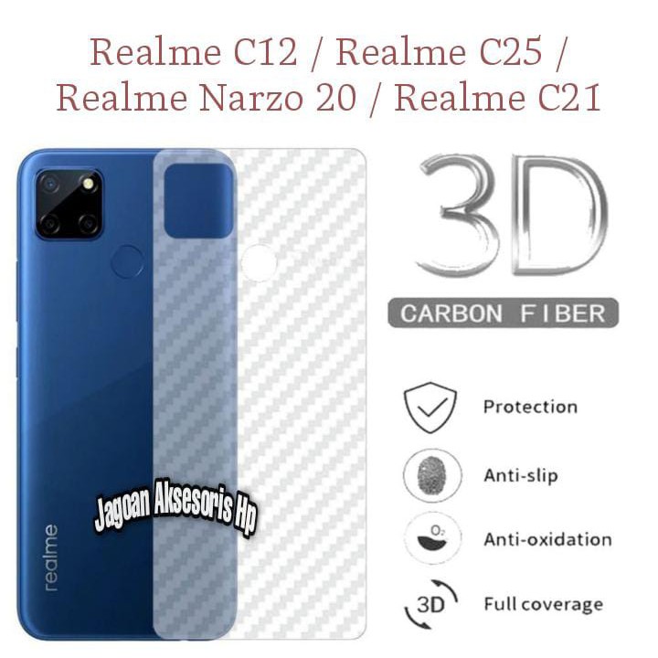 GARSKIN Sticker Carbon Realme Narzo 20 6.5 Inchi Skin Carbon Transparan Fiber Protection Back Sticke