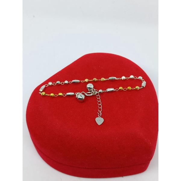gelang kapsul pentul ukir kombinasi 3warna 2bel / gelang perak asli silver 925 lapis emas/ gelang fashion wanita import