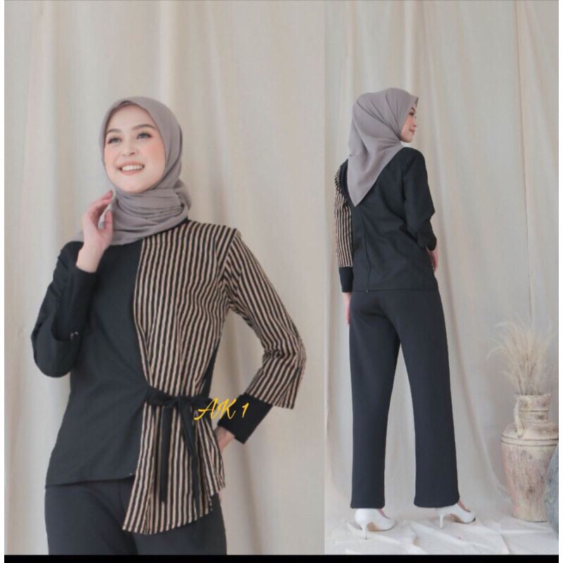 Baju Batik Wanita Kerja _ Atasan Batik Wanita Salur _ Seragam Kantor Modern Dan Terbaru 2021.