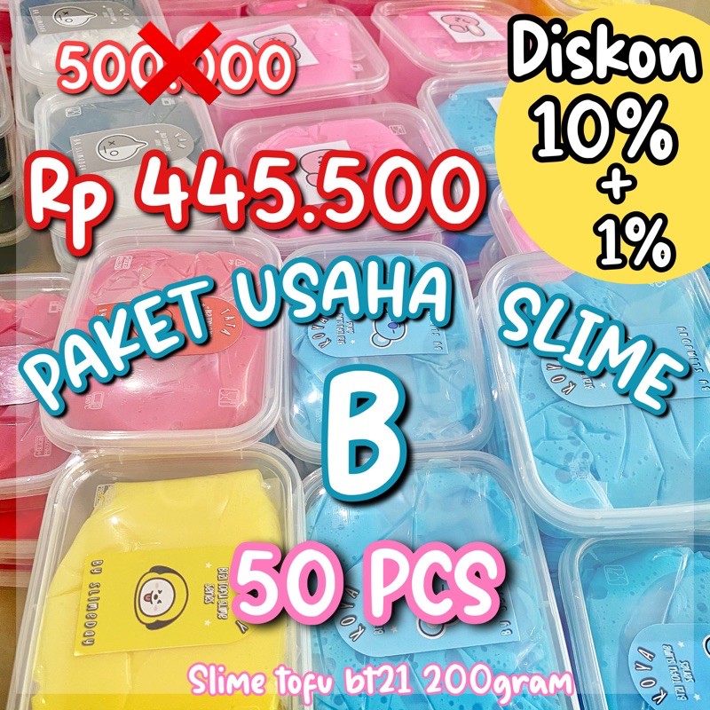 PAKET USAHA SLIME B (BT21 TOFU SLIME 200GR)