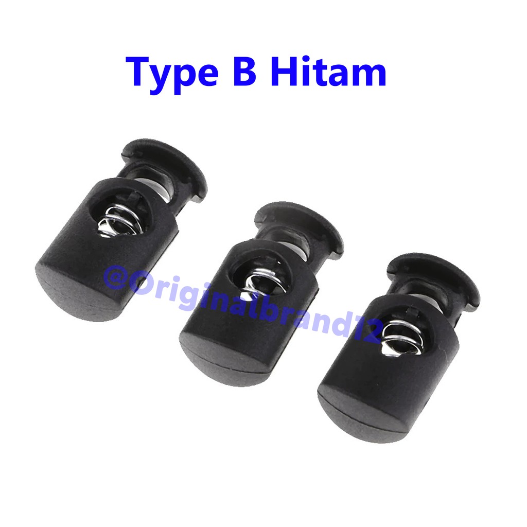 Stopper tali kur, tali kasur, Masker, cord lock. puller - Putih-Type B Hitam 