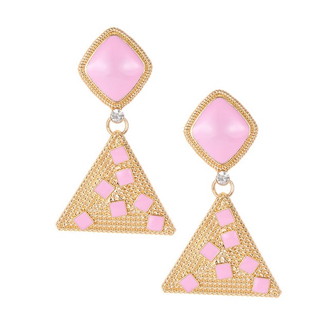 LRC Anting Tusuk Fashion Triangle Shape Decorated Earrings