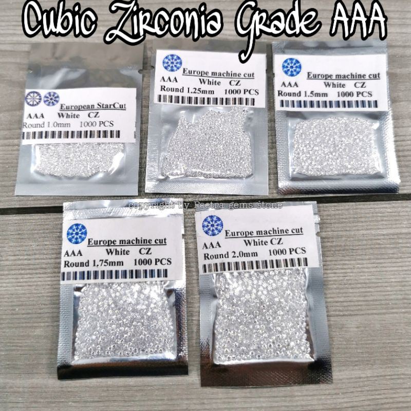 Cubic Zirconia Round White Tabur 1000 Butir Grade AAA &amp; A5