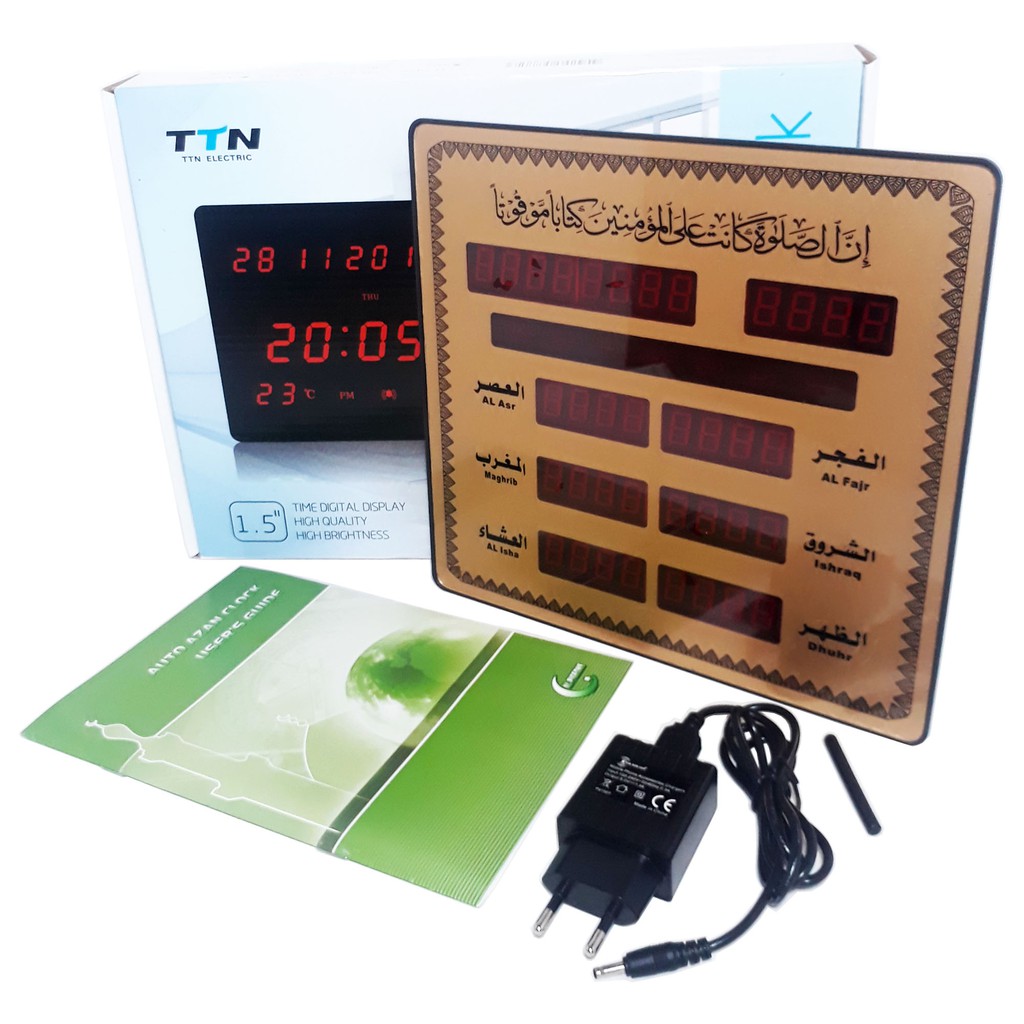 Jam Dinding Slim Led Clock AZ 2325 Jam Meja Digital Auto Azan Clock-Jam Sholat 5 Waktu