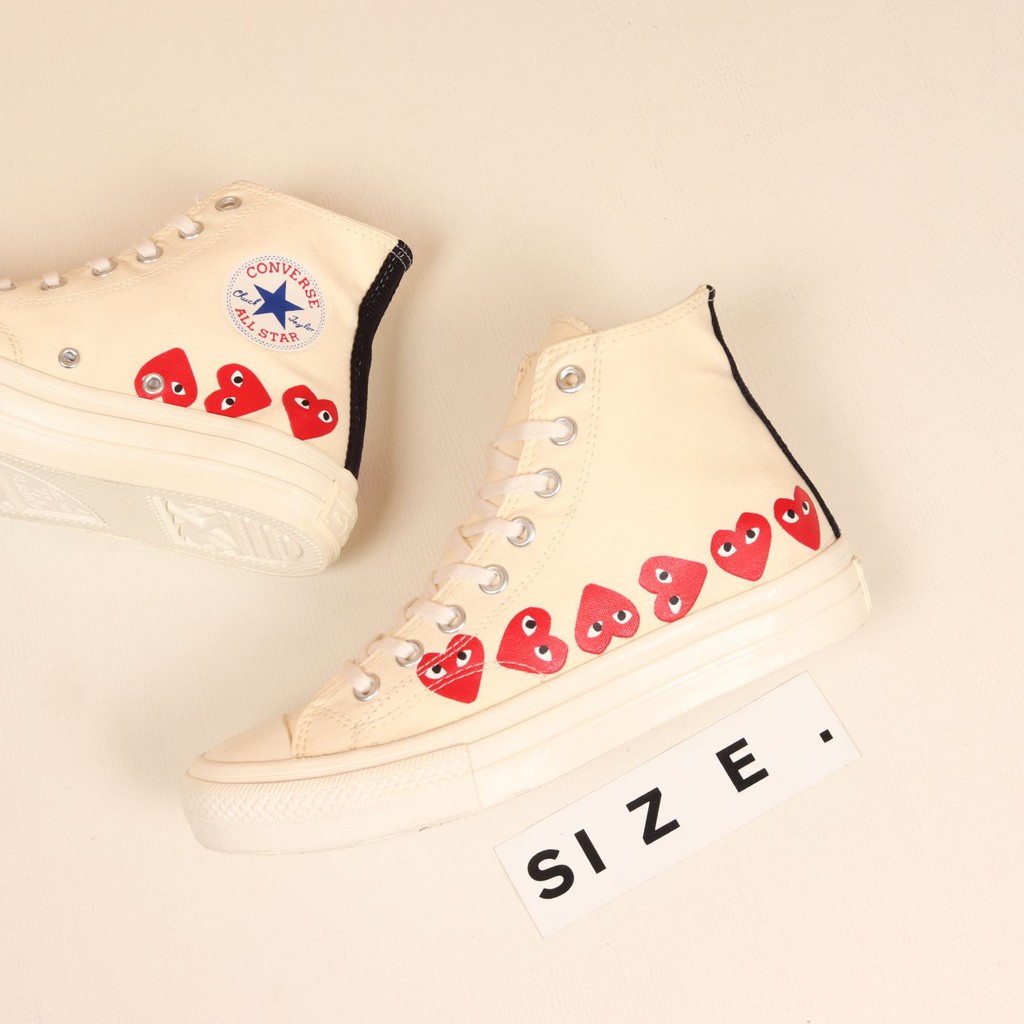 Converse x CDG Hi Multi Heart White