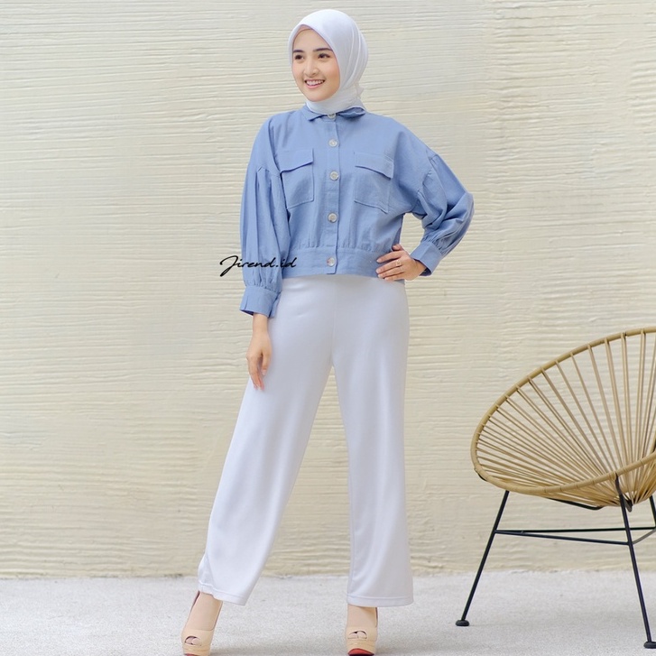 Kemeja Crop Lengan Balon Linen Rami/ Outer Crop Casual