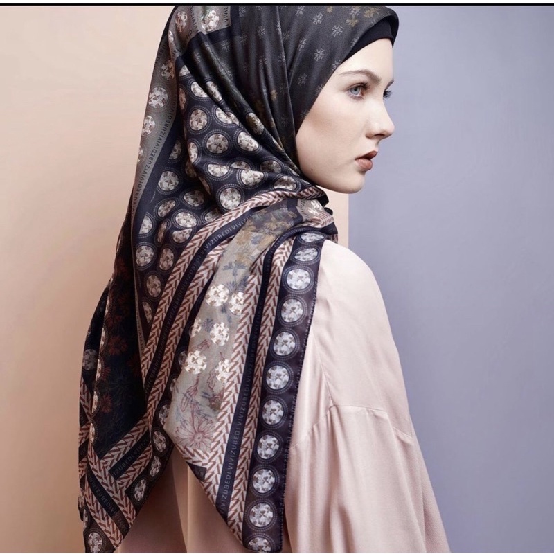nayara scarf new vivi zubedi, black lengkap box, olive no box