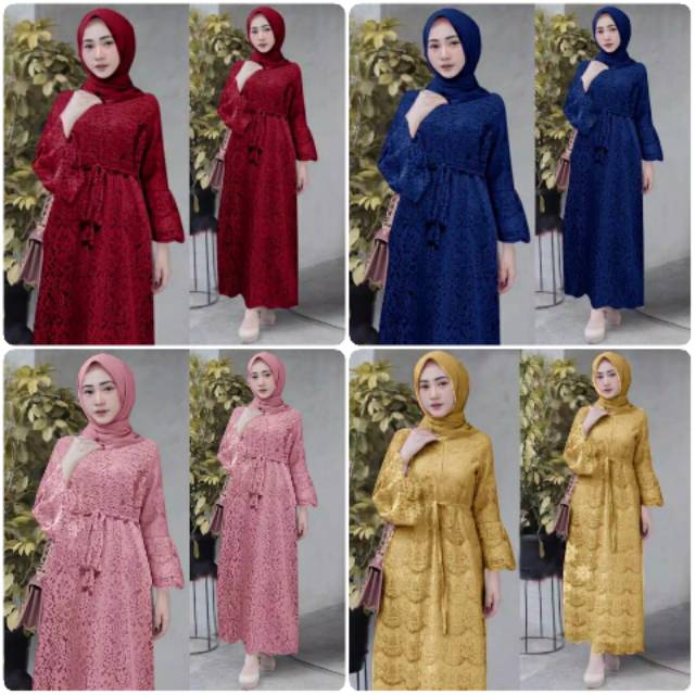 Baju Wanita/Cewek Gamis Full Brukat Maxi Yasina Busui