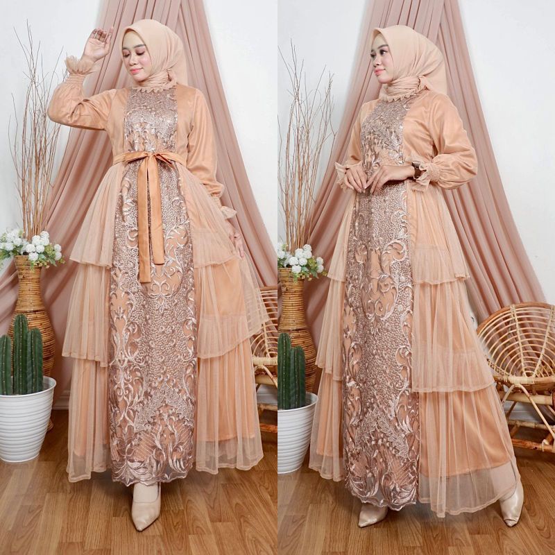 GAMIS CATTALEYA GOWN // BAHAN TULLE BORDIR PREMUIM// ORIGINAL By Pelangi Jaya