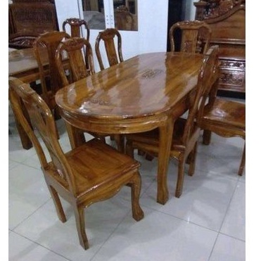 Meja kursi makan  6 kursi kayu jati ukir Jepara