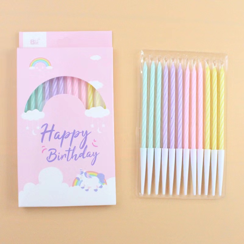 Lilin Ulang Tahun Ultah Candle Happy Birthday Ulir Spiral Swirl Pastel