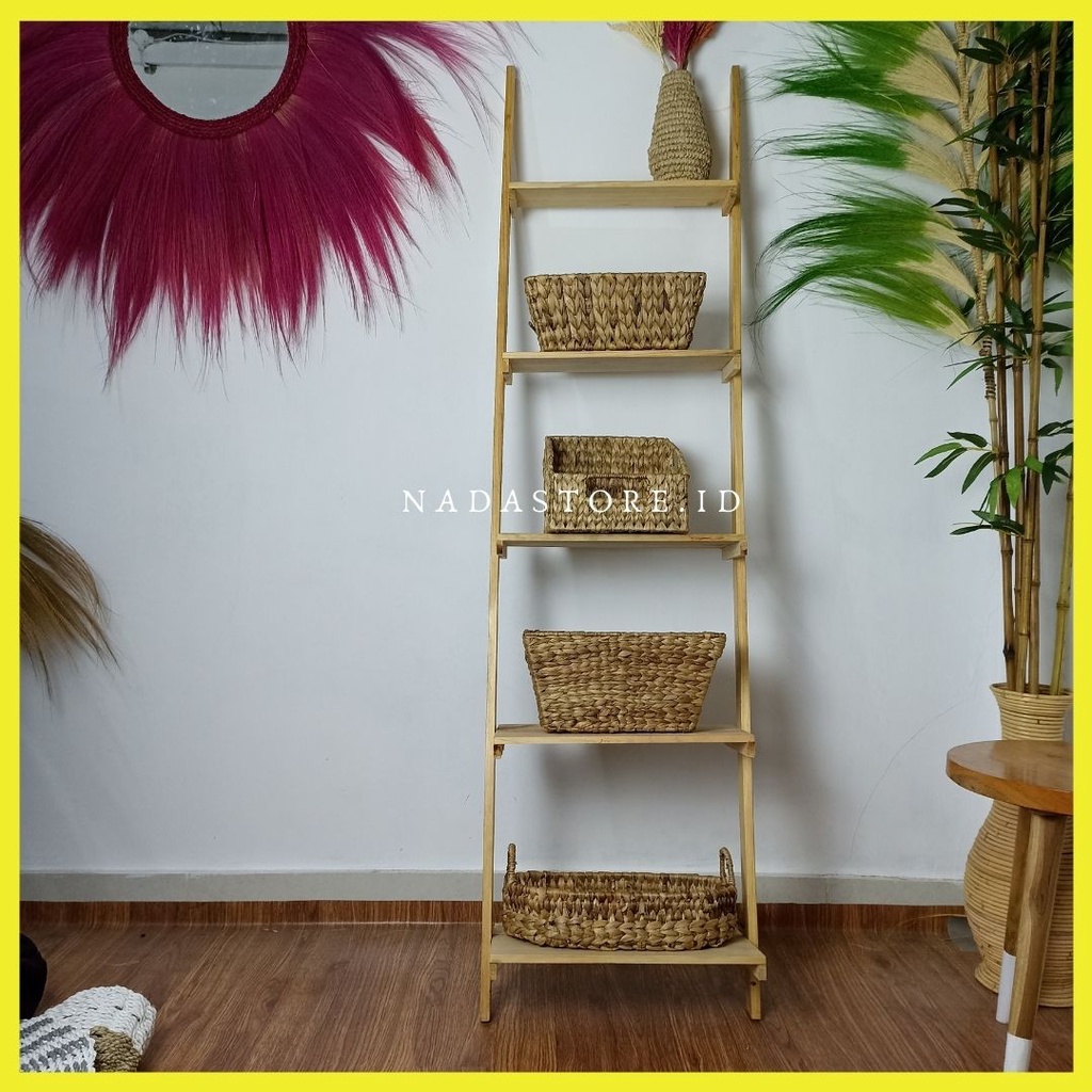 Rak Tangga Rak Buku 5 Tingkat /  Rak Penyimpanan / Tangga Stand Bunga Tanaman / Rak Display Sudut untuk Ruang Tamu