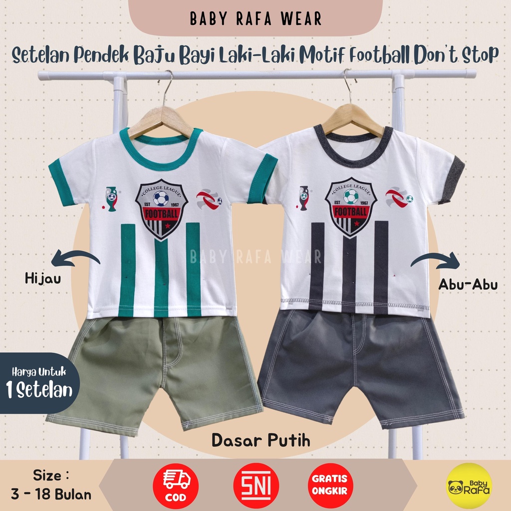 Setelan Pendek Baju Bayi Laki - Laki 3 - 18 Bulan merk DONT STOP motif FOOTBALL