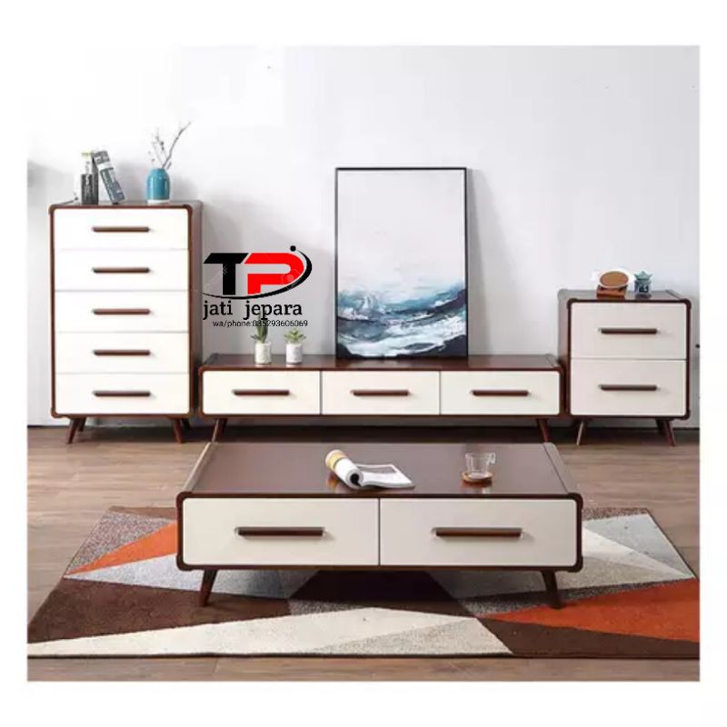 meja tamu atau meja tv set ruang tamu jati