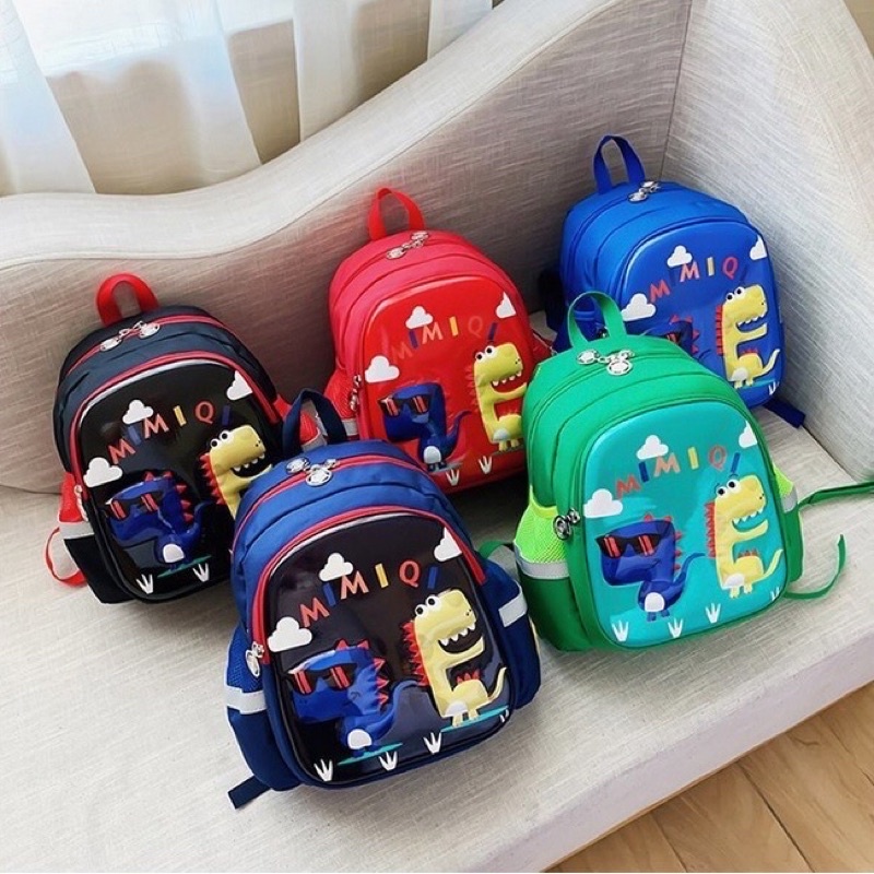 TAS RANSEL SEKOLAH ANAK KECIL TK PAUD 2 DUA DINO DINOSAURUS TRAX MIMIQI