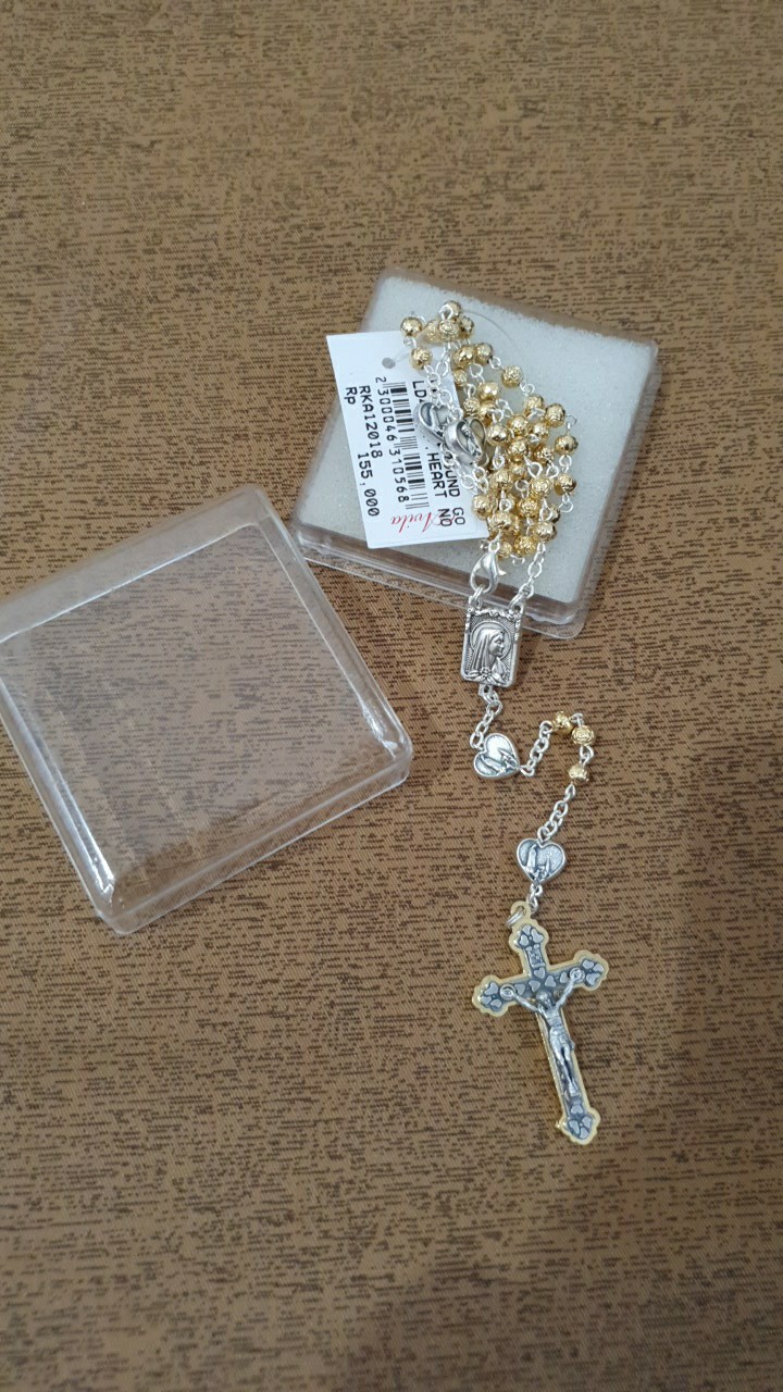 Rosario Metal Ukir Mawar 4mm Devosi Katolik
