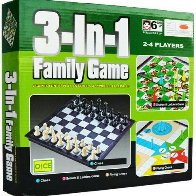 Board games 3 in 1 Family game - catur ular tangga ludo