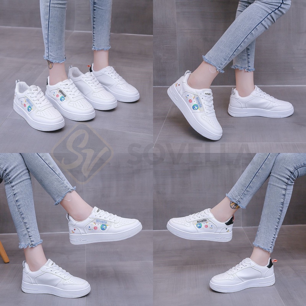 SOVELLA Laura Sepatu Sneakers Olahraga Simple Putih Polos Wanita Import-4