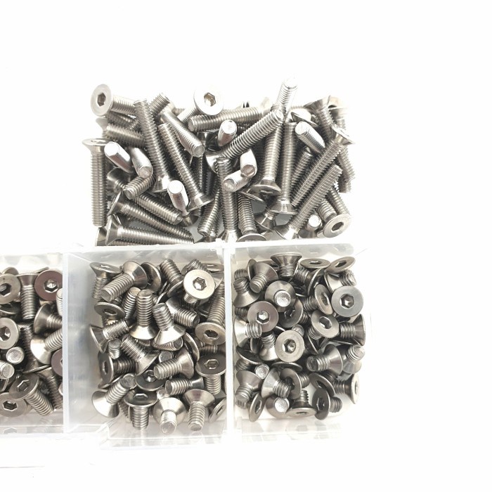 300pcs M3 flat head countersunk baut hex screw mur washer nut