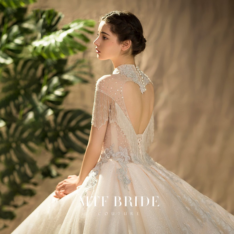 ♤❏▼[Ratu Tabard] Gaun pengantin wanita 2021 baru pengantin industri berat gaun pengantin kustom high