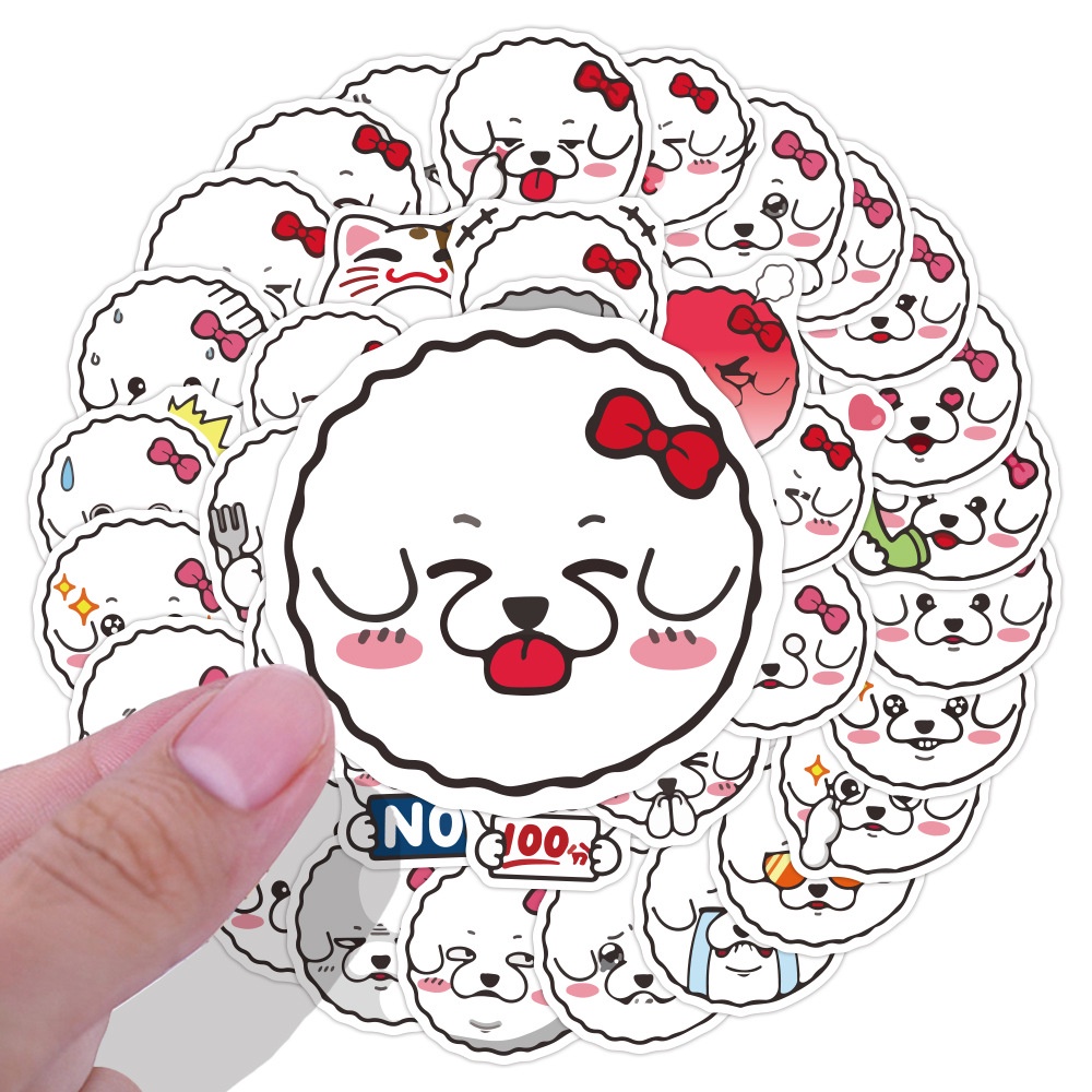 40 buah anjing Pomeranian stiker permen kapas pet anjing stiker notebook notebook air Piala bagasi s