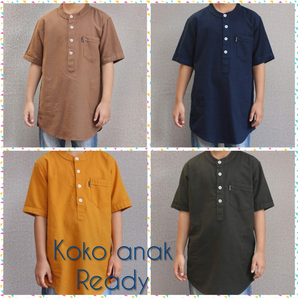 baju koko muslim laki laki kurta anak bahan linen brand SAVIQ