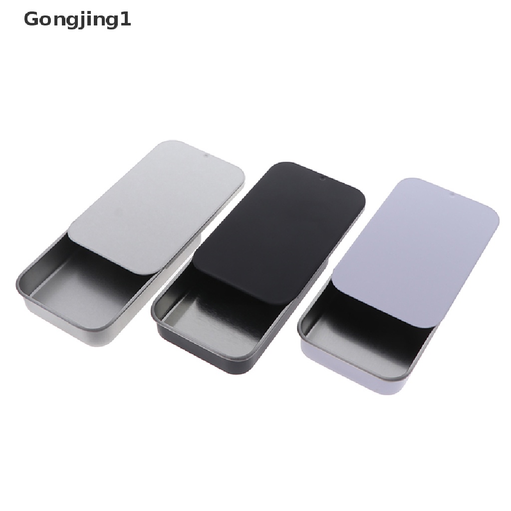 Gongjing1 Tempat Lip Balm / Wax / Krim / Pil / Jenggot Bahan Metal Ukuran 8x5 X 1.5cm Dengan Tutup Geser