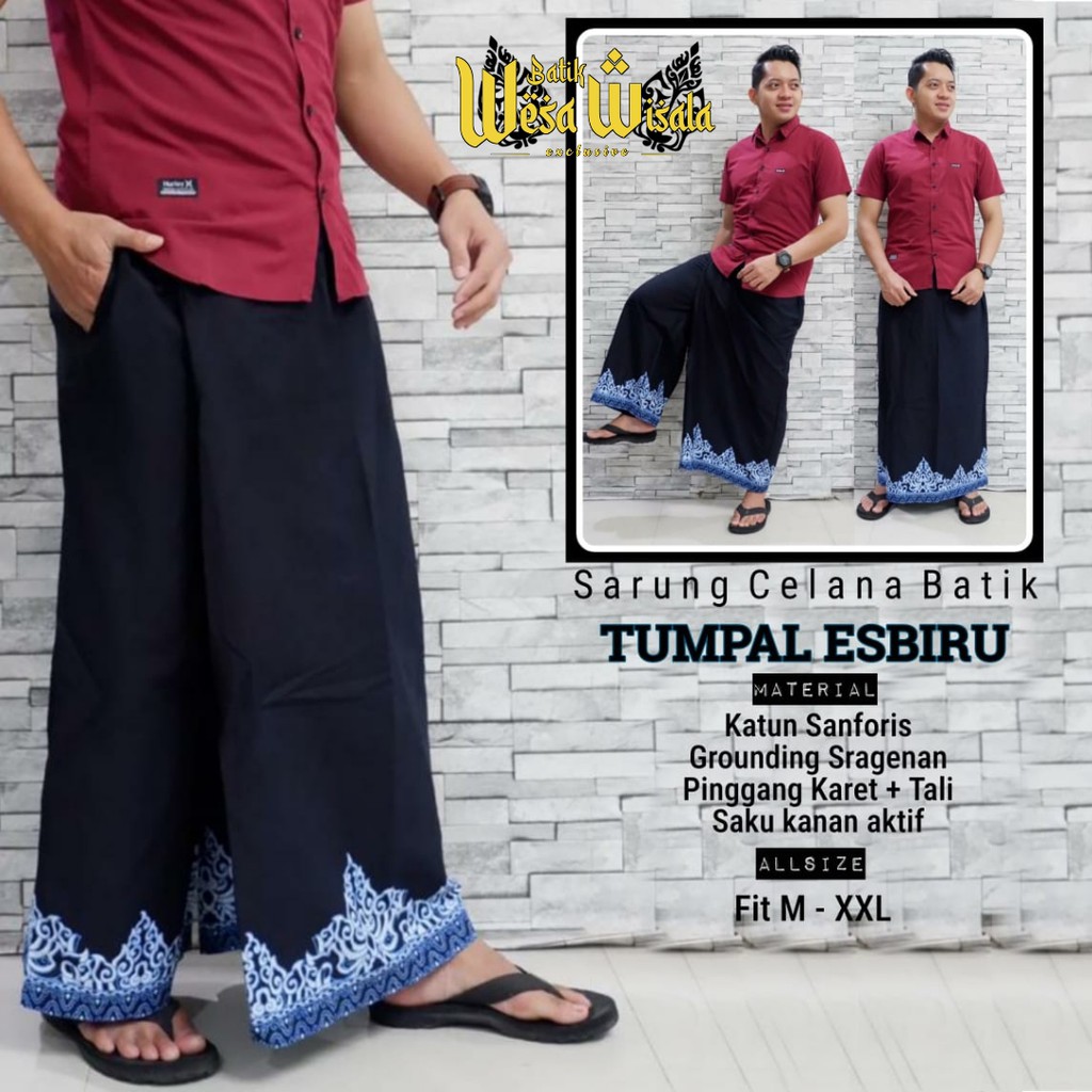 Batik Solo Sarung Celana Batik Tumpal Esbiru Wesa Wisala Batiksoloamanah 135.000