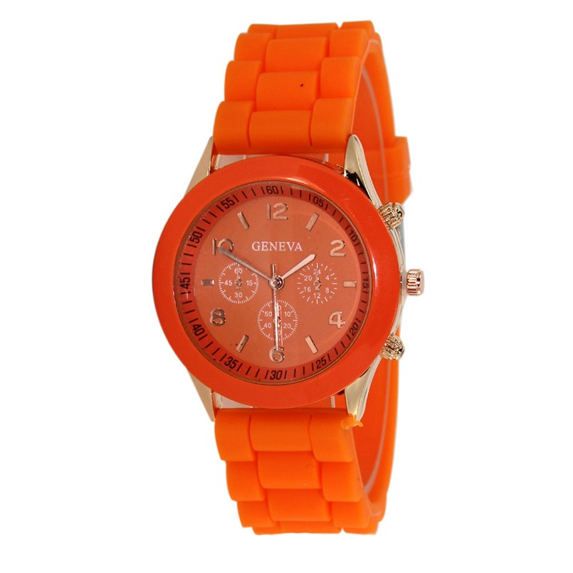 Geneva Fashion Rubber Jam Tangan Wanita - Orange - KRT